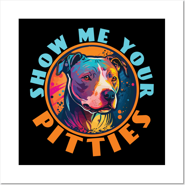 Retro Sunset Pit Bull Wall Art by vectrus